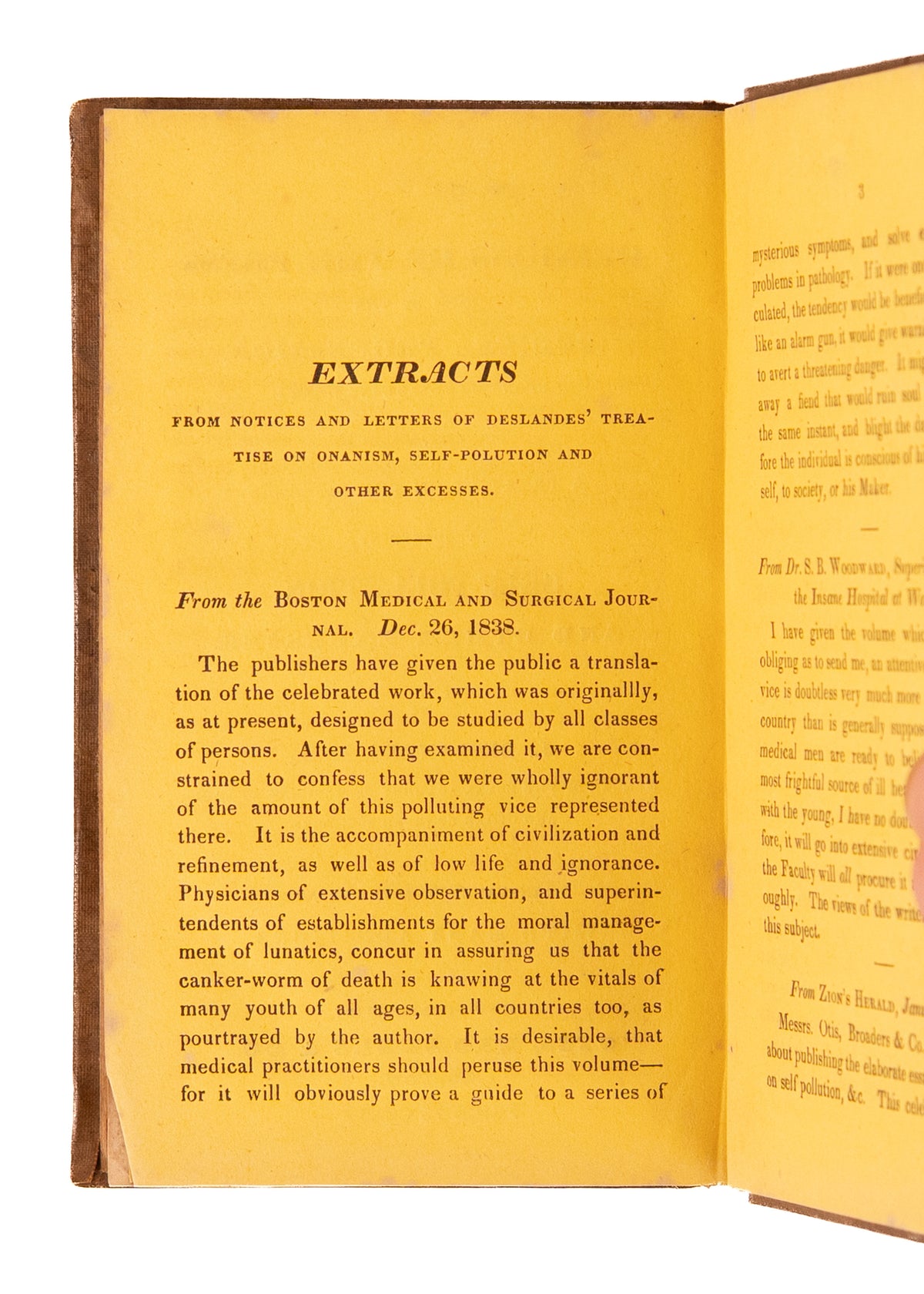 1839 EVILS OF ONANISM. Self-Pollution and Masturbation Lead to Mania, Depression, Suicide, and Crime.