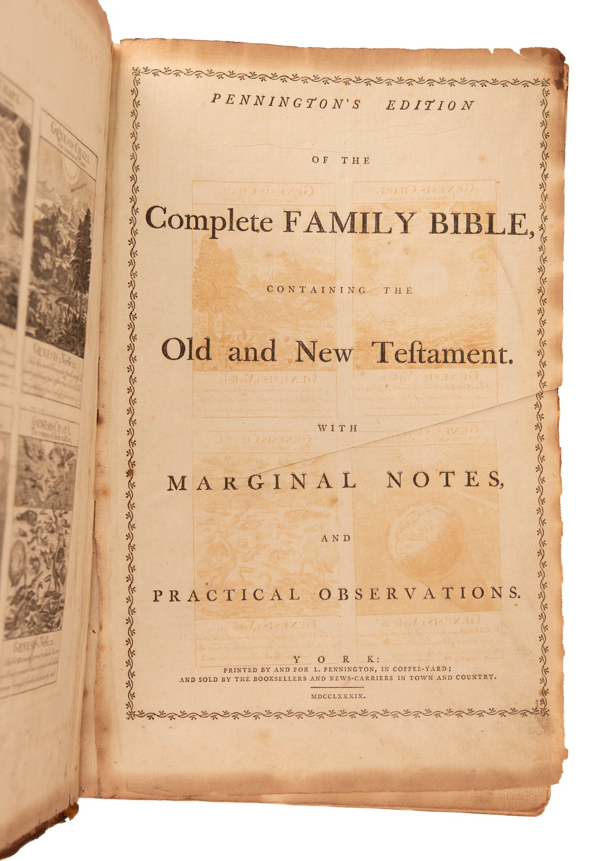1789 PENNINGTON'S BIBLE. Scarce 18th Century Folio with Over 200 Original Copperplate Engravings.