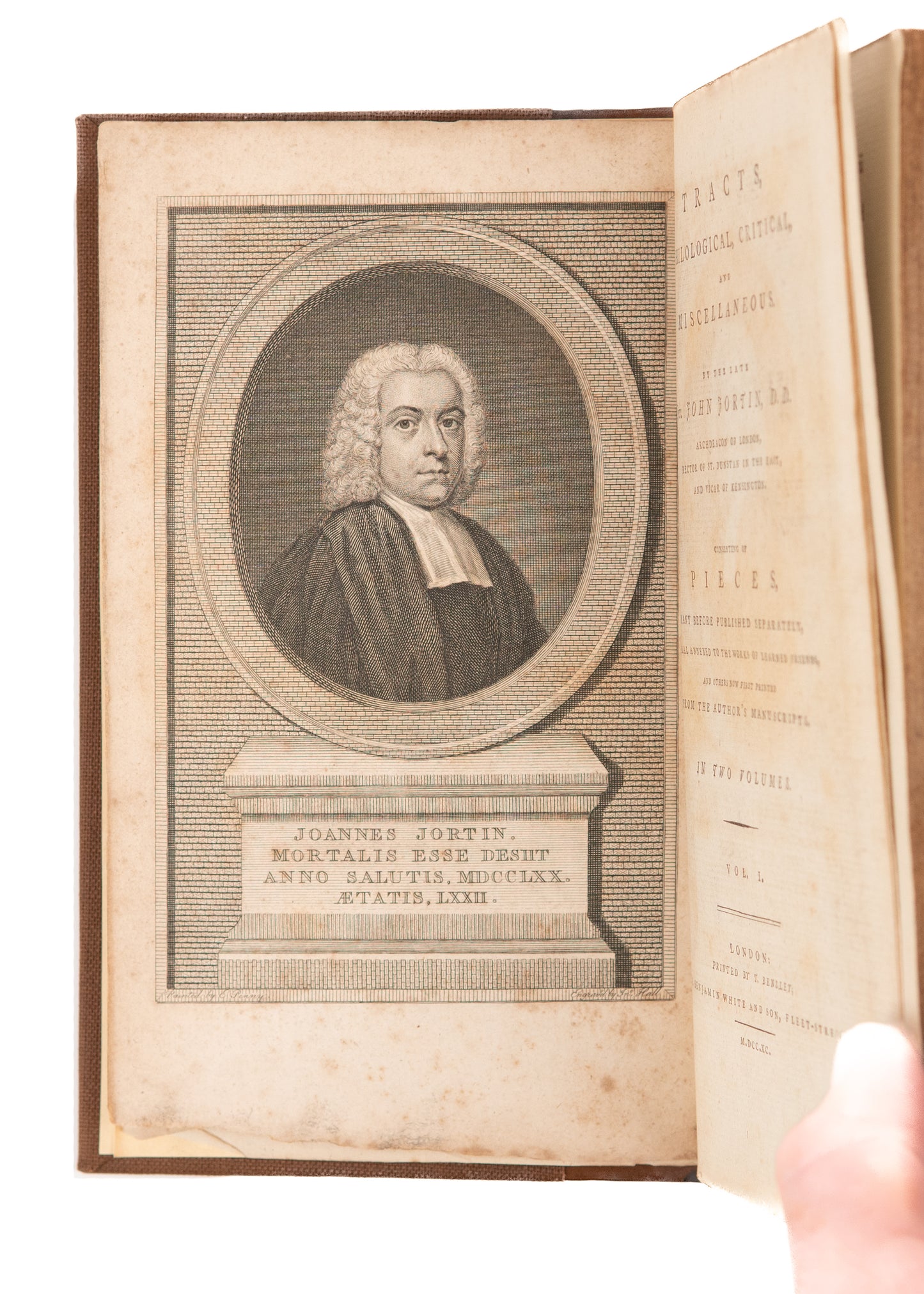 1790 JOHN JORTIN. Jortin's Sermons, Biblical Illustrations & Notes on the Greek Philosophers.