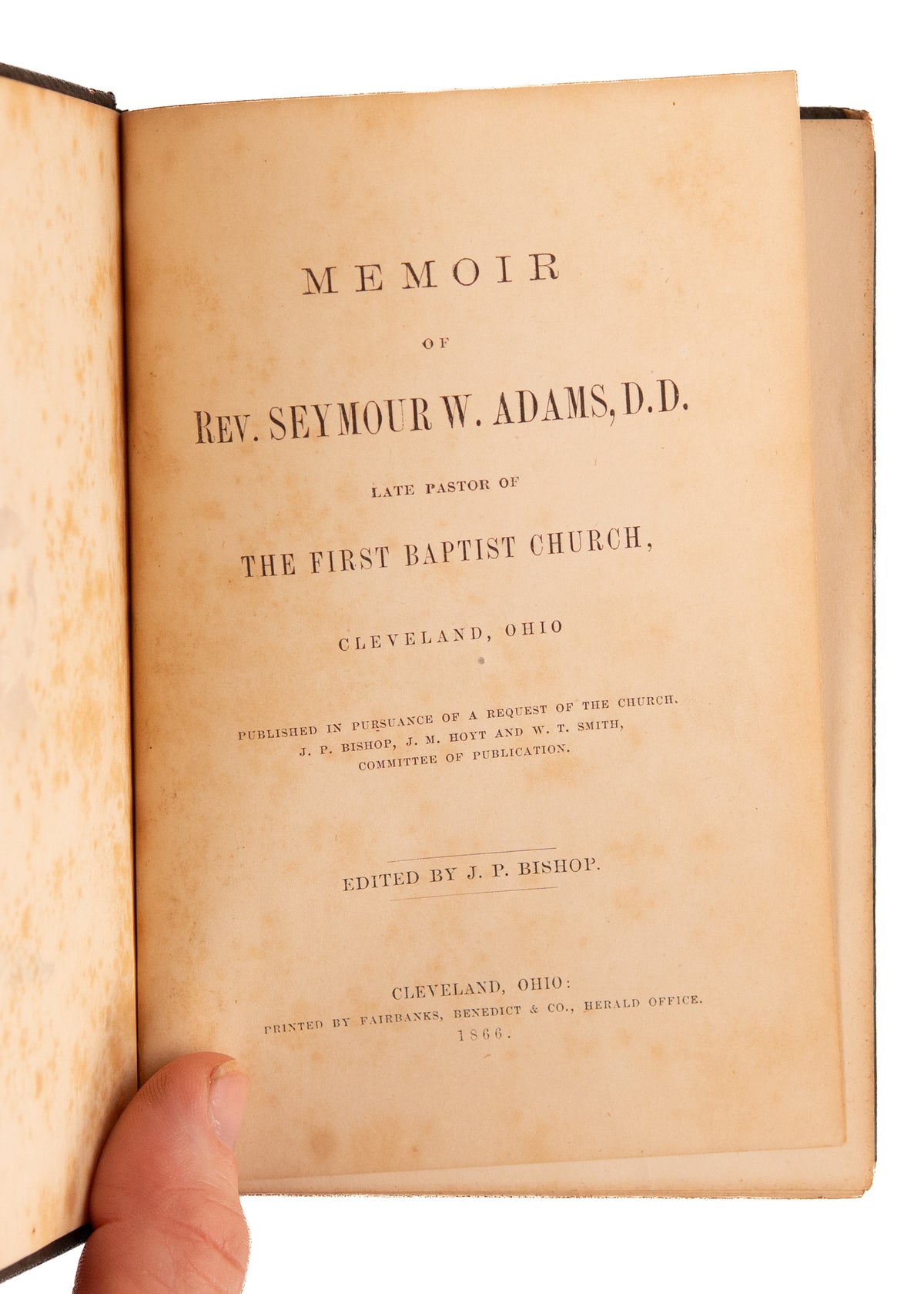 1866 BAPTIST CIVIL WAR CHAPLAIN. Memoir of Ohio Baptist who Died Serving Christian Commission.