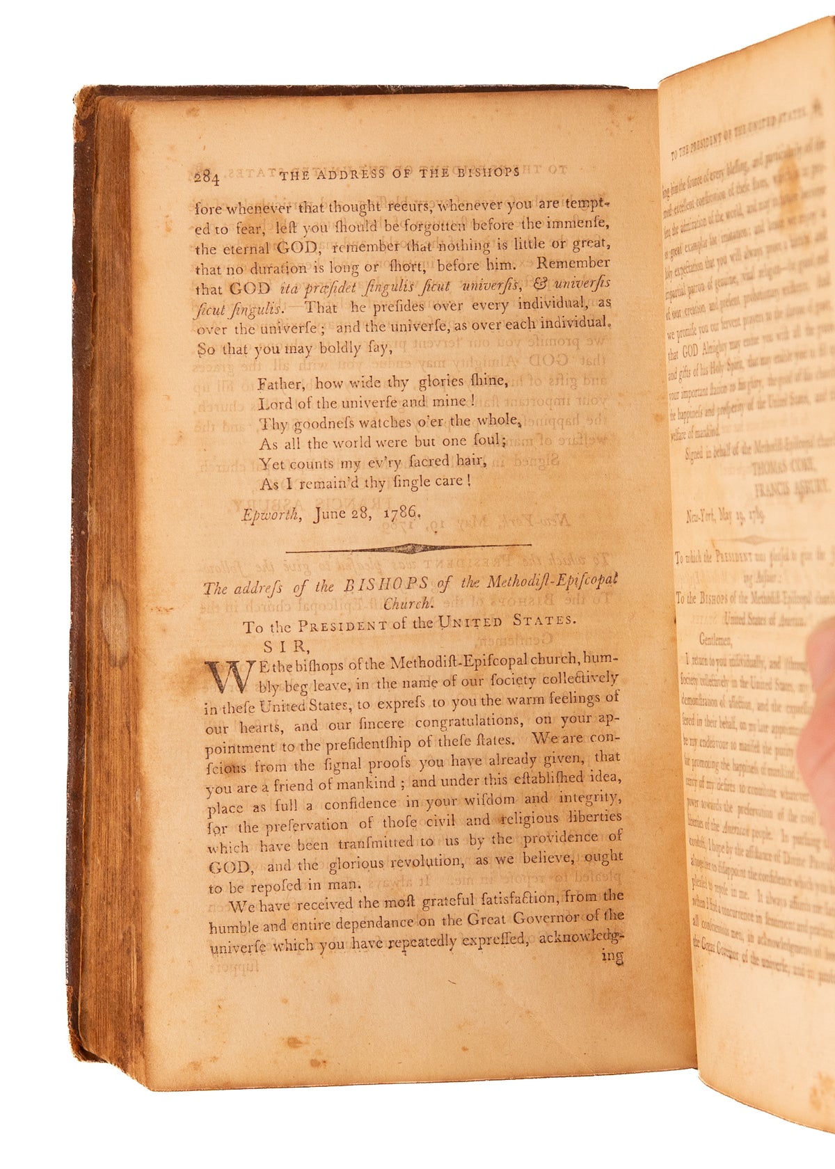 1789 METHODIST & PHILLIS WHEATLEY. Asbury & Coke Write to George Washington, Wheatley Poem, &c.