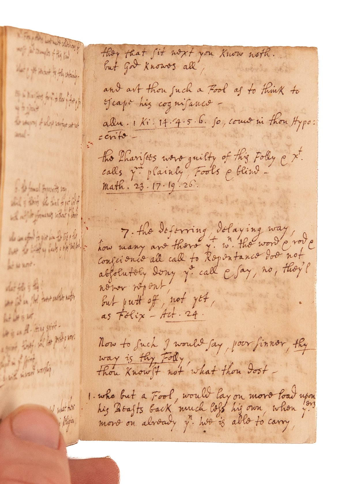1687 MATTHEW HENRY. Matthew Henry MSs Sermon "Their Way is Folly" of the Evil of Sin.