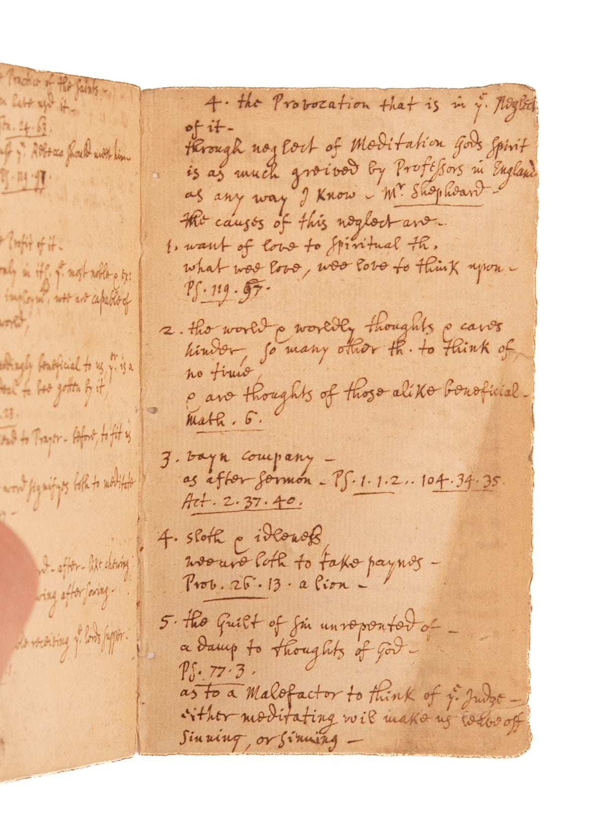 1693 MATTHEW HENRY. Matthew Henry MSs Sermon "My Meditation of Him Shall be Sweet" on Christian Contemplation.