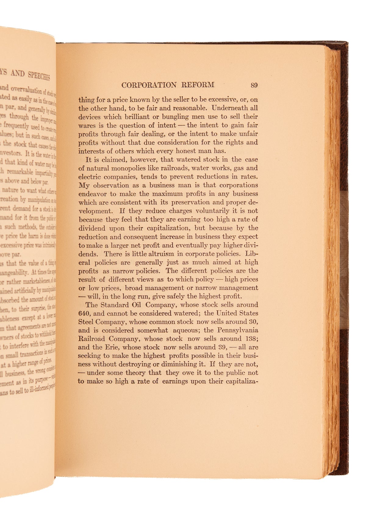 1915 CHARLES G. DAWES. Essays and Speeches. Fine Half Morocco.