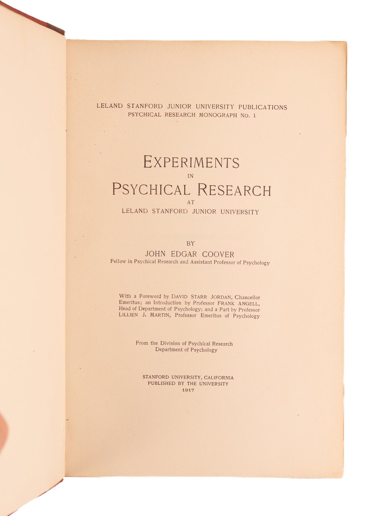 1917 PARANORMAL & MIRACULOUS. Stanford University Experiments in Psychical Research - Foundational 641pp Research