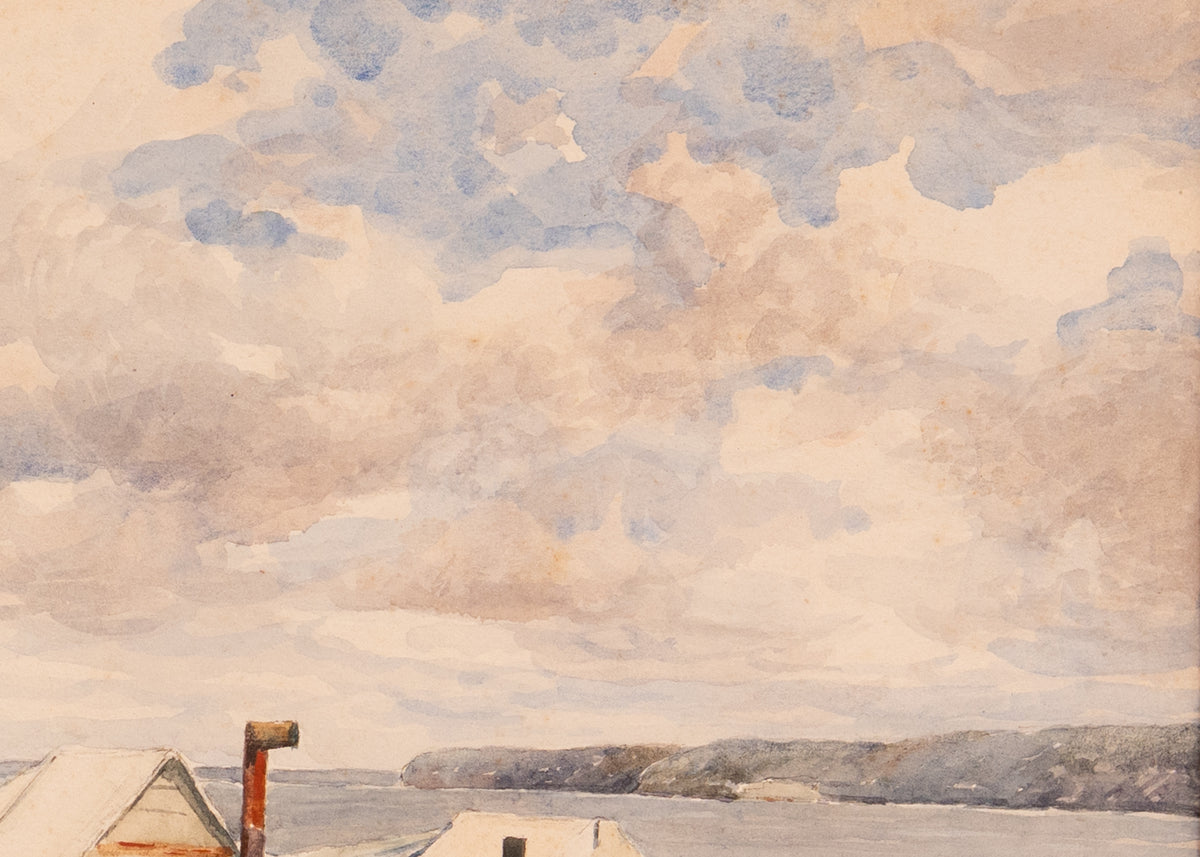 1861-63 CONTRABAND ENCAMPMENT. Undocumented First-Hand Watercolor of Freed Slave Camp.
