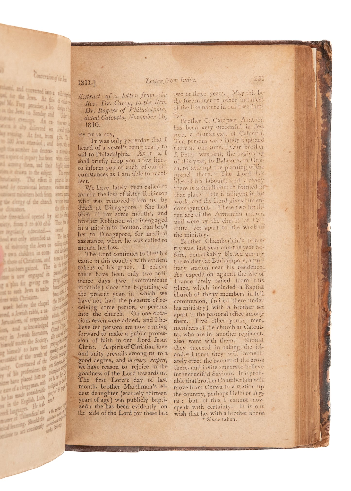 1811 VERMONT EVANGELICAL MAGAZINE. Revivals, William Carey Writes to America, False Prophets