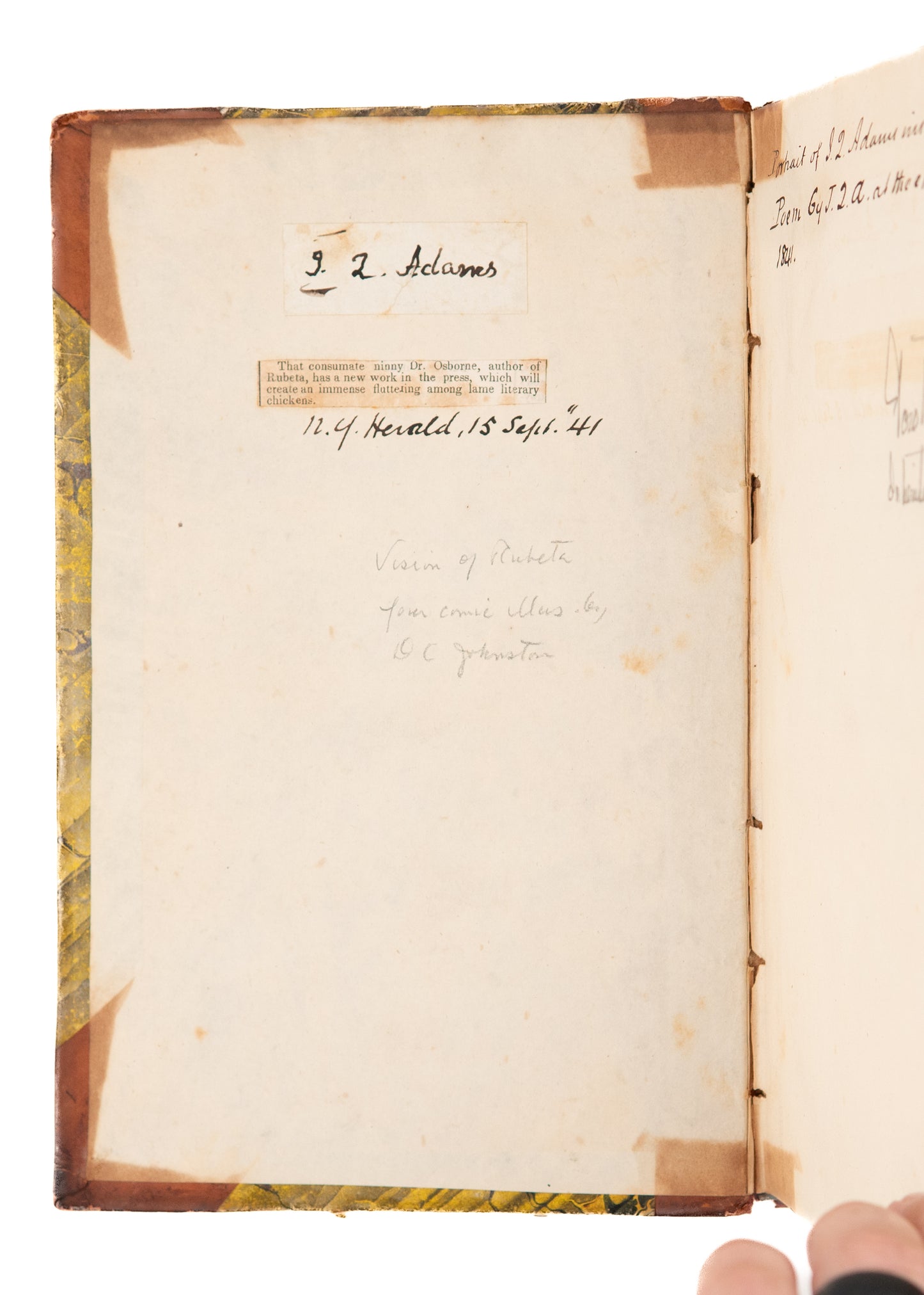 1838/1832 LAUGHTON OSBORN & JOHN QUINCY ADAMS. The Vision of Rubeta & Dermont Mac Morrogh.