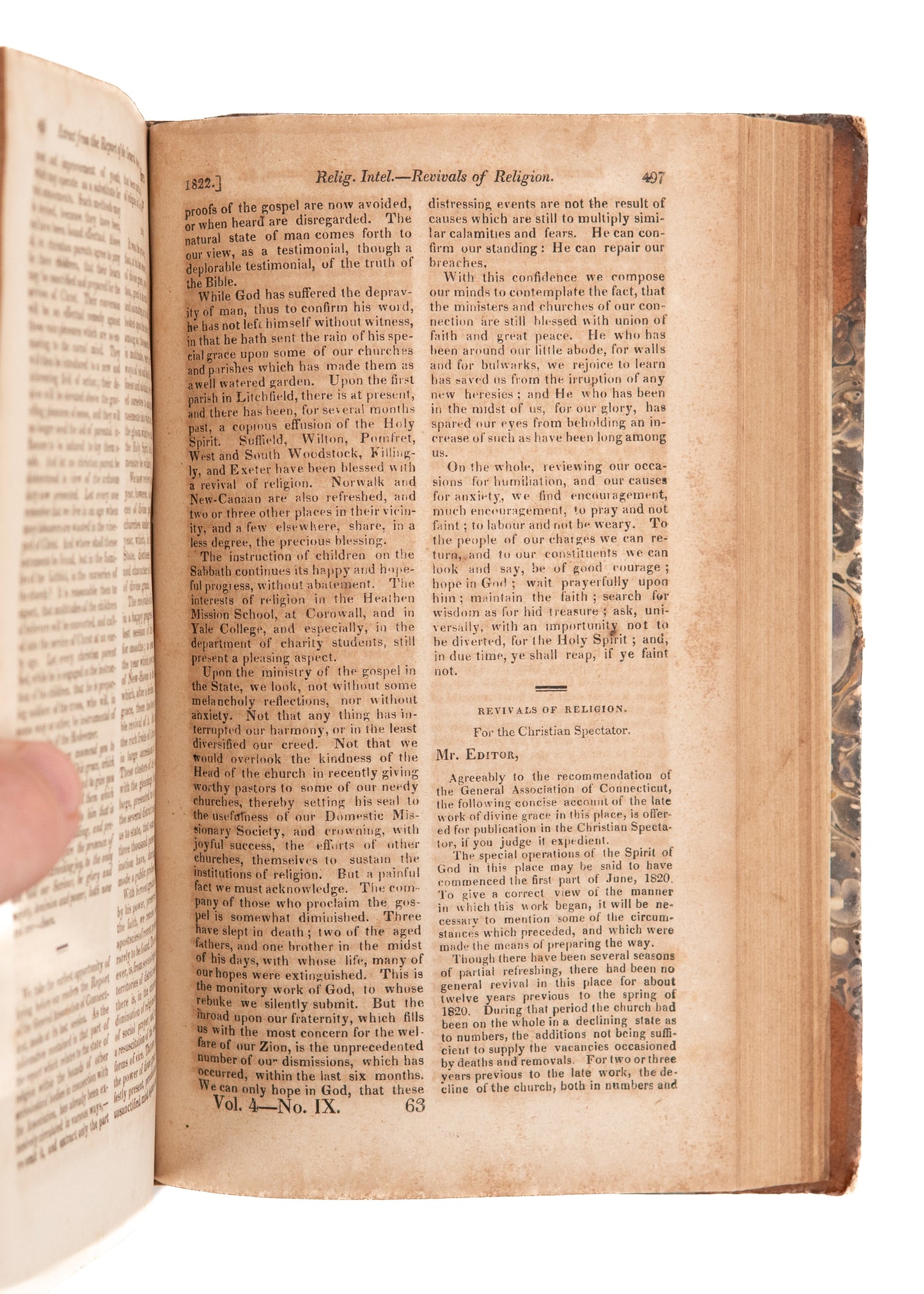 1822 THE CHRISTIAN SPECTATOR MAG. Colonization, Abolition, Revivals, John Newton, &c.