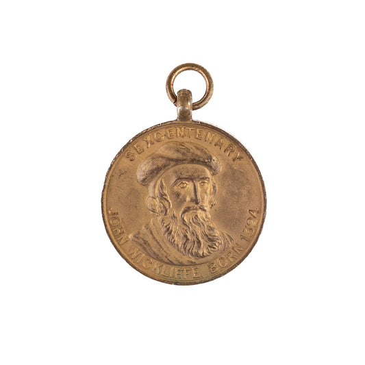 1924 JOHN WICKLIFFE. Charming Bronze Watch Fob Celebrating the Sexcentenary.