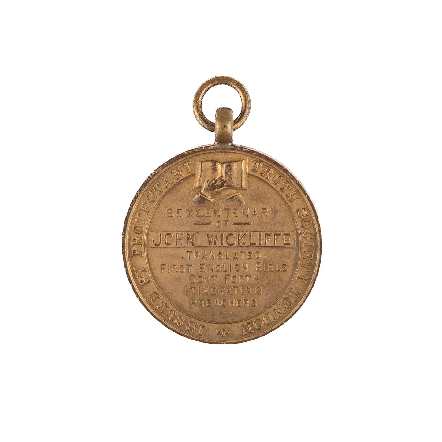 1924 JOHN WICKLIFFE. Charming Bronze Watch Fob Celebrating the Sexcentenary.