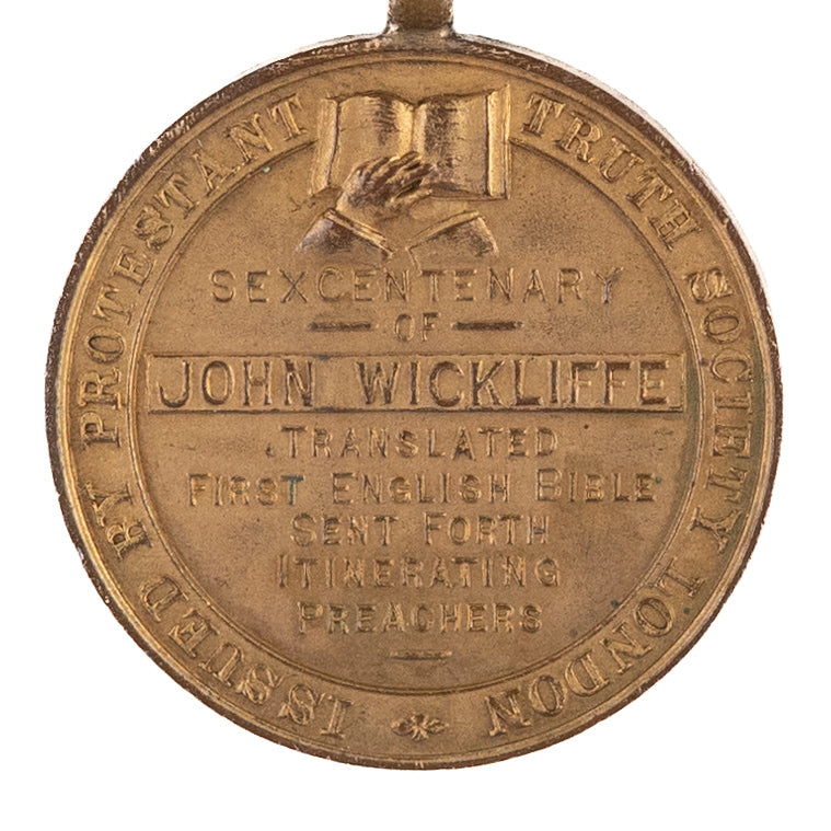 1924 JOHN WICKLIFFE. Charming Bronze Watch Fob Celebrating the Sexcentenary.