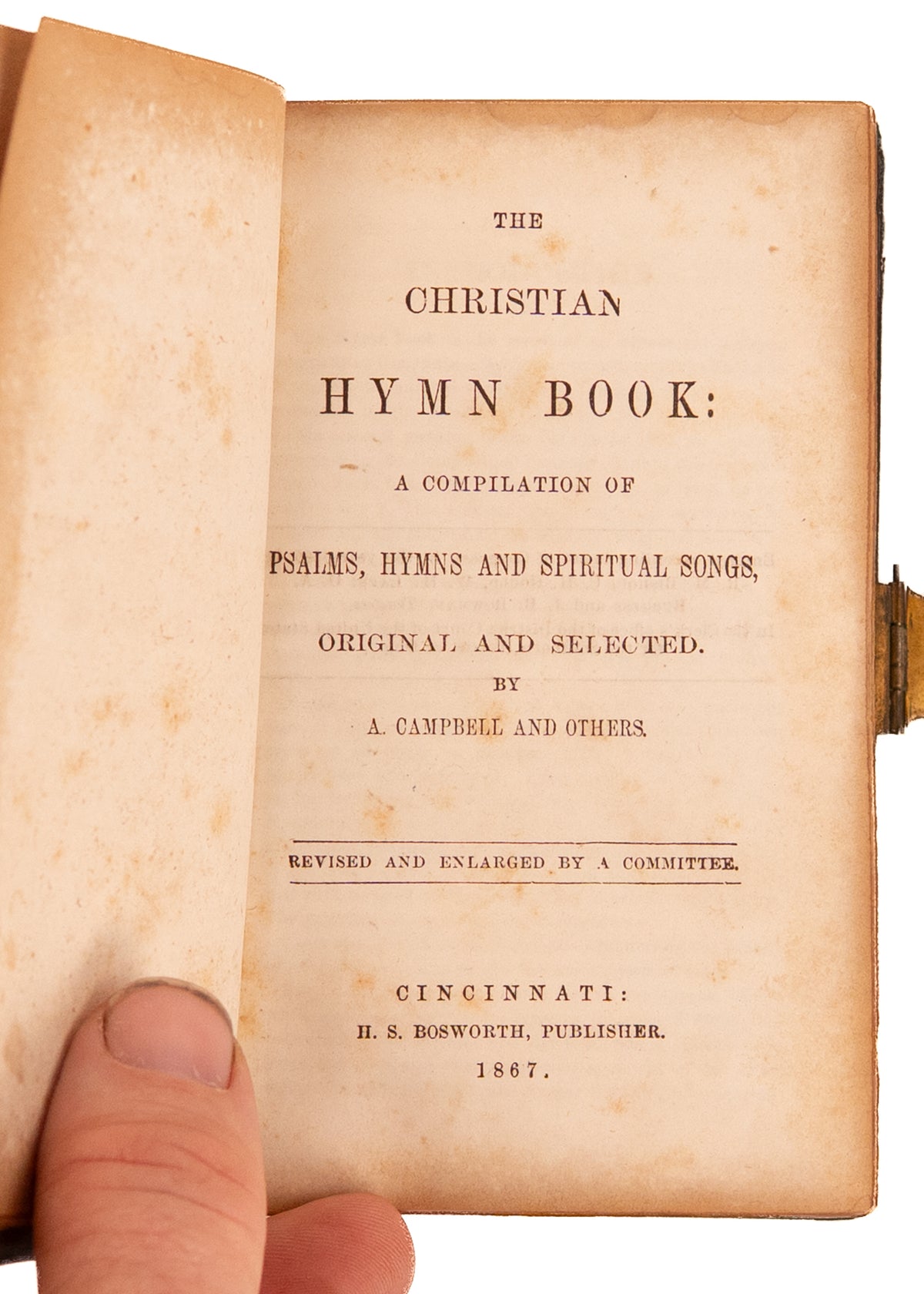 1867 KENTUCKY MEAT SHOWER. Christian Baptist Hymnal Owned by Kentucky Meat Shower Witness.