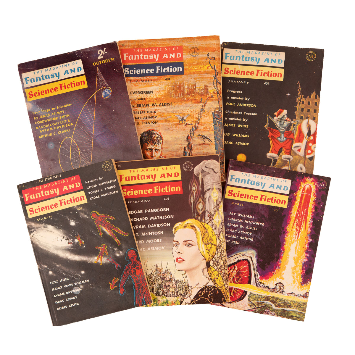 THE MAGAZINE OF FANTASY AND SCIENCE FICTION. 64 Issues. Flowers for Algernon 1st Appearance - Isaac Asimov
