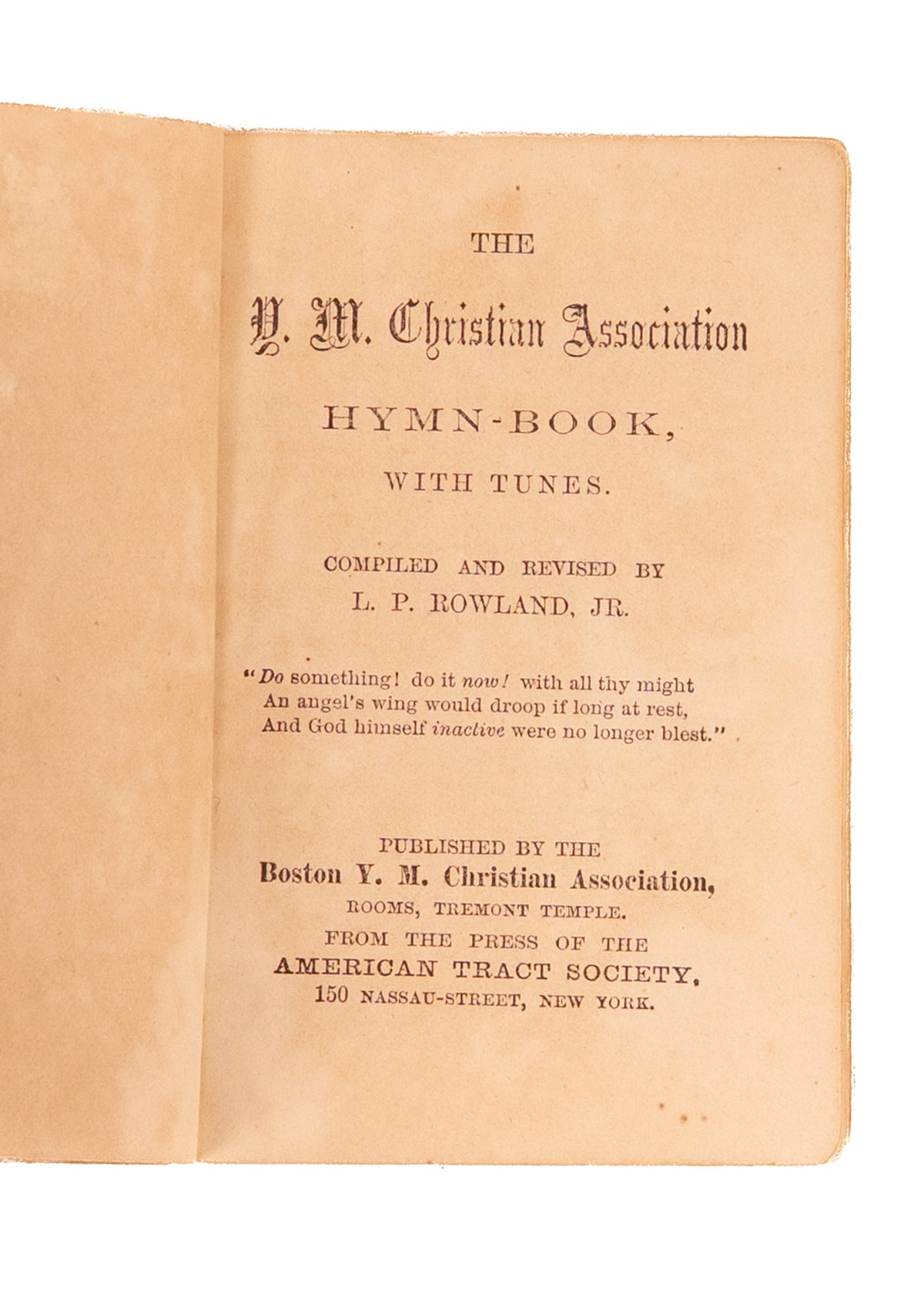 1867 YMCA HYMN-BOOK. First Hymn-Book Ever Published by YMCA. Model for D. L. Moody & Ira D. Sankey's Revivalist Hymns.