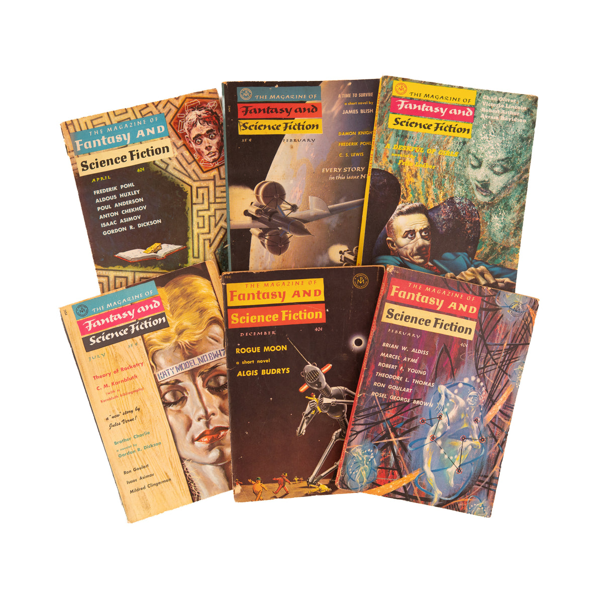 THE MAGAZINE OF FANTASY AND SCIENCE FICTION. 64 Issues. Flowers for Algernon 1st Appearance - Isaac Asimov