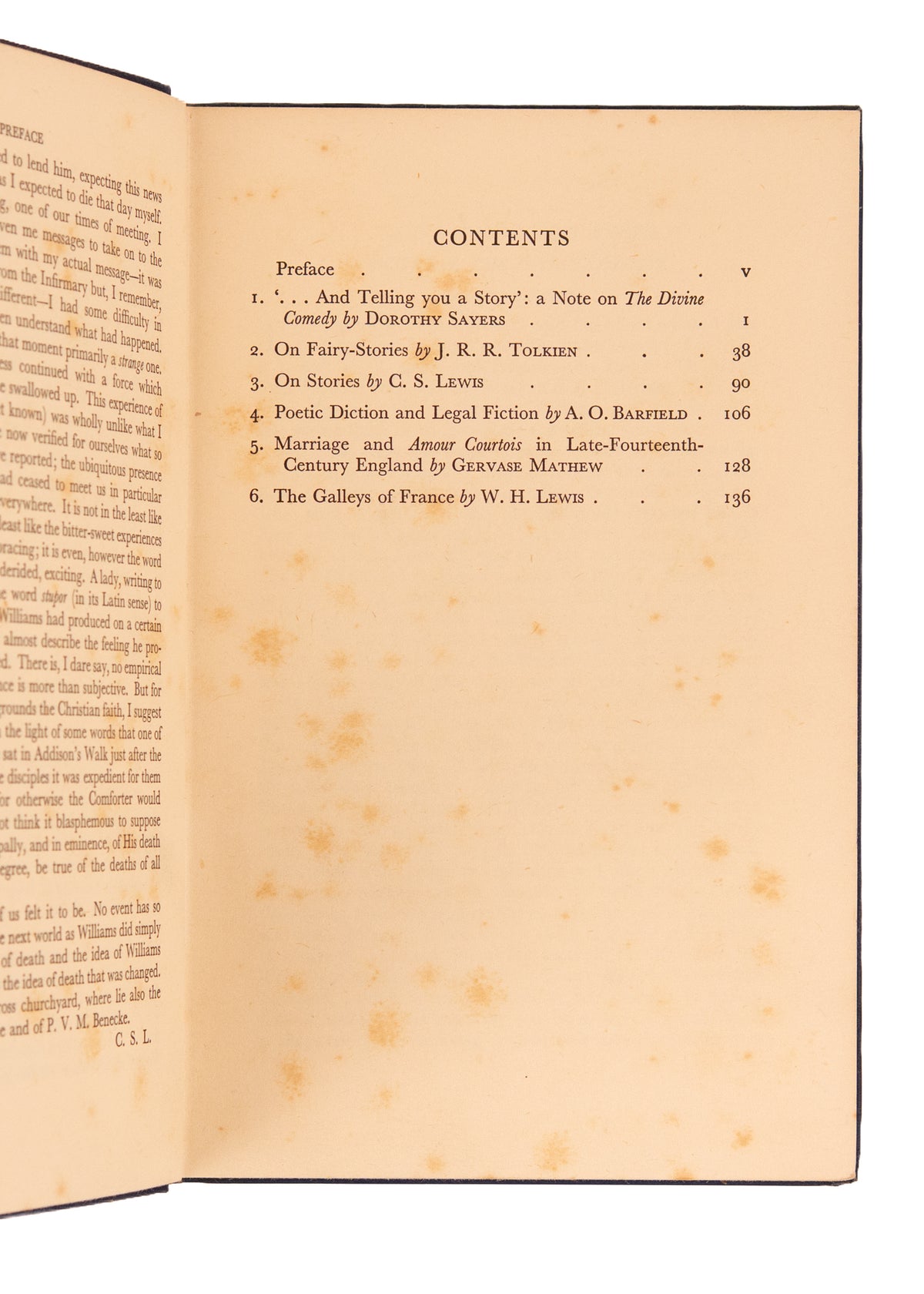 1947 J. R. R. TOLKIEN & C. S. LEWIS. True First Edition of On Fairy-Stories by Tolkien and On Stories by Lewis. Association Copy.