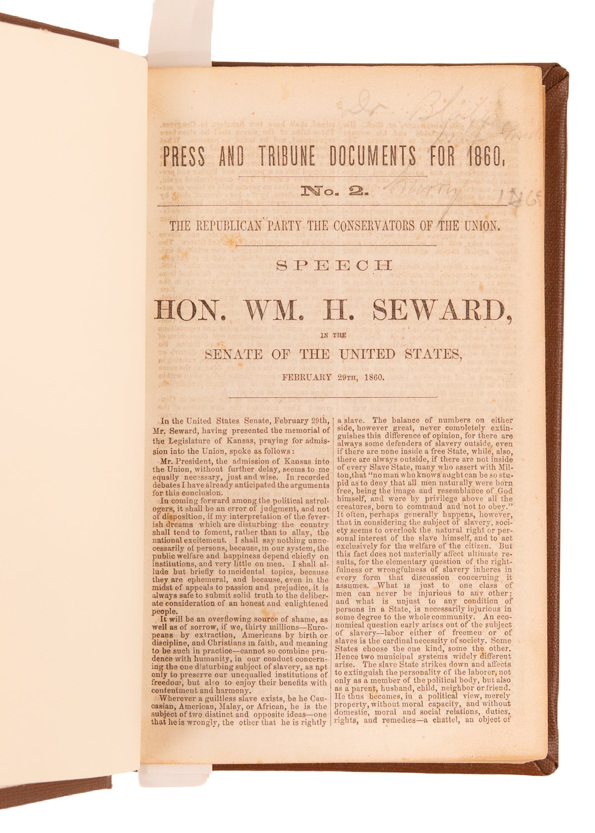 1856 DRED SCOTT. Sammelband of 31 Works on Slavery, John Brown & Harper's Ferry, Dred Scott, and the Crisis in Kansas.