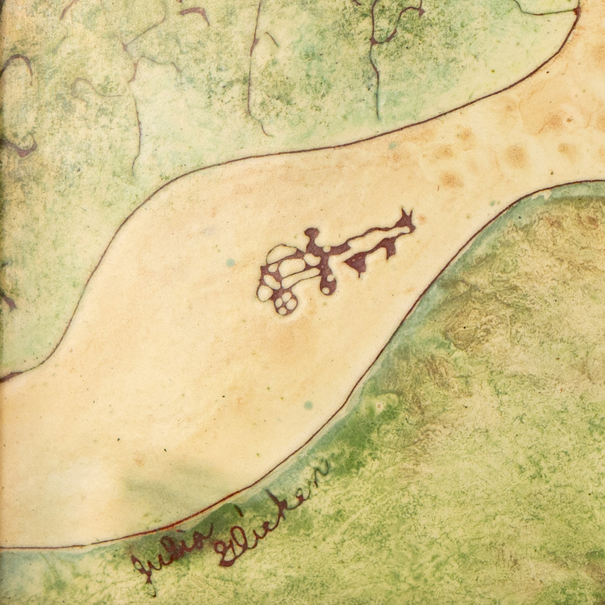 1960's J. R. R. TOLKIEN. Superb Enamel on Copper of Hobbiton Crafted in an American Interracial Peace Colony.