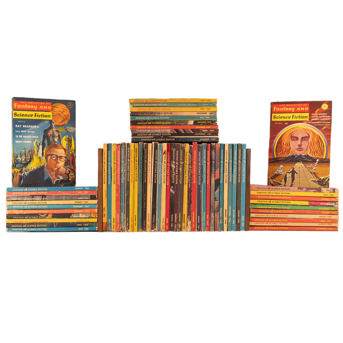 THE MAGAZINE OF FANTASY AND SCIENCE FICTION. 64 Issues. Flowers for Algernon 1st Appearance - Isaac Asimov