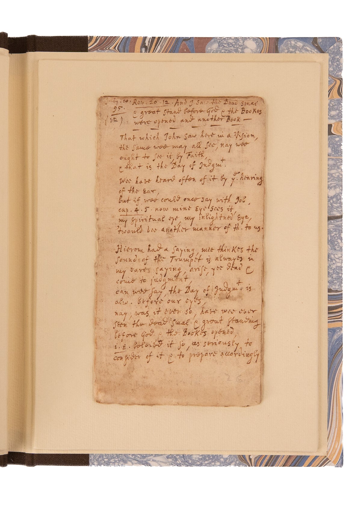 1695 MATTHEW HENRY. Manuscript Sermon on Revelation 20 - "I Saw the Dead Stand Before God."