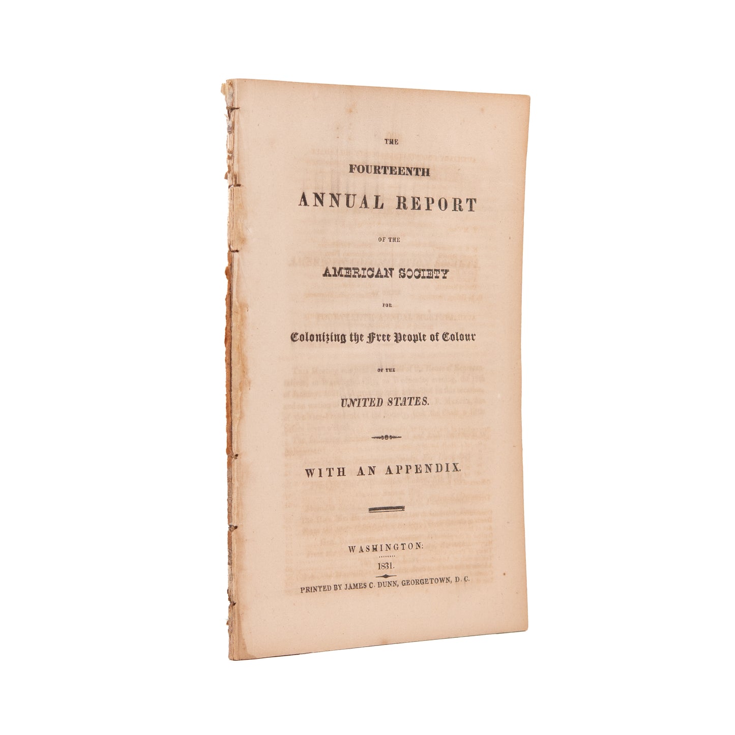 1831 LIBERIA & SLAVERY. Fourteenth Annual Report on Slavery Colonization. Francis Scott Key &c.