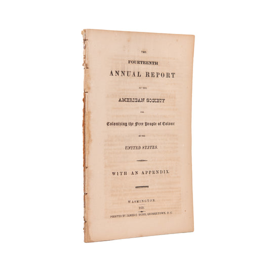 1831 LIBERIA & SLAVERY. Fourteenth Annual Report on Slavery Colonization. Francis Scott Key &c.
