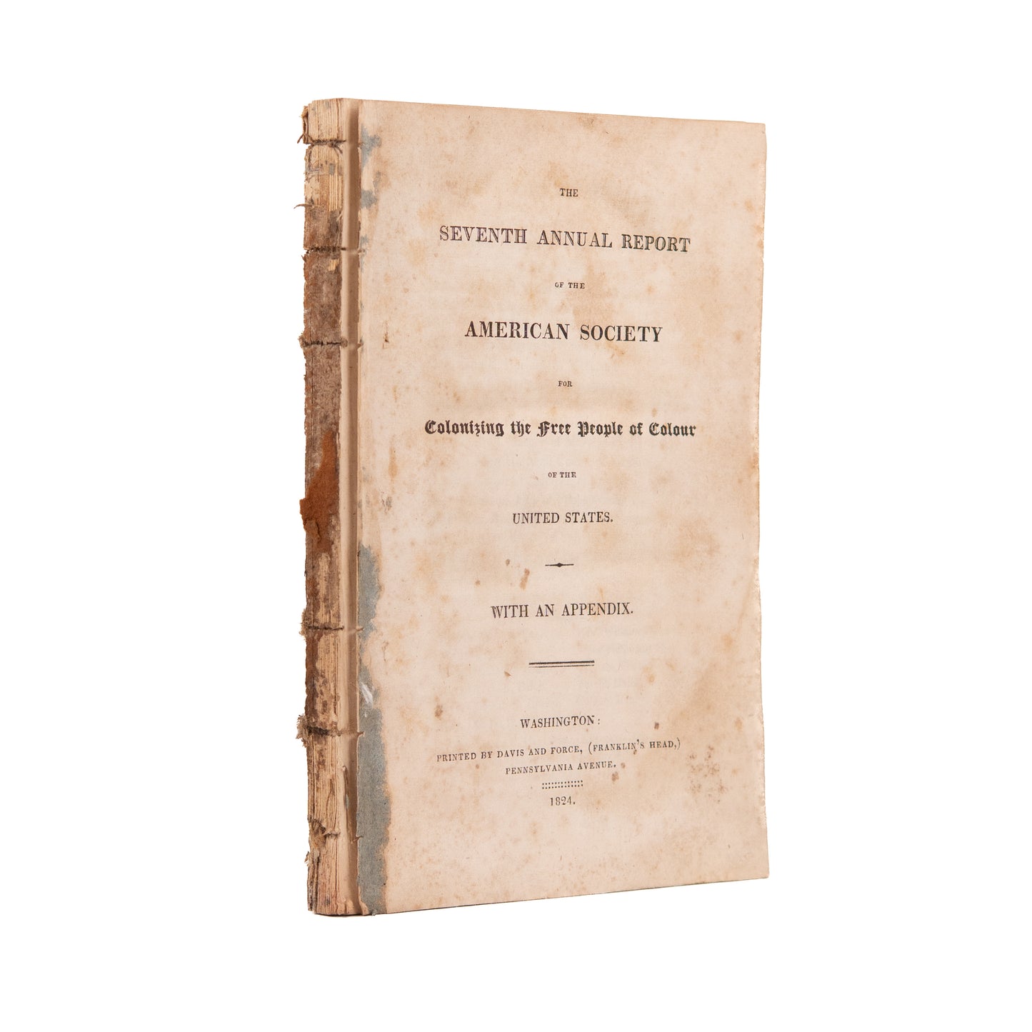 1824 LIBERIA & SLAVERY. Seventh Annual Report on Slavery Colonization. Francis Scott Key, etc.