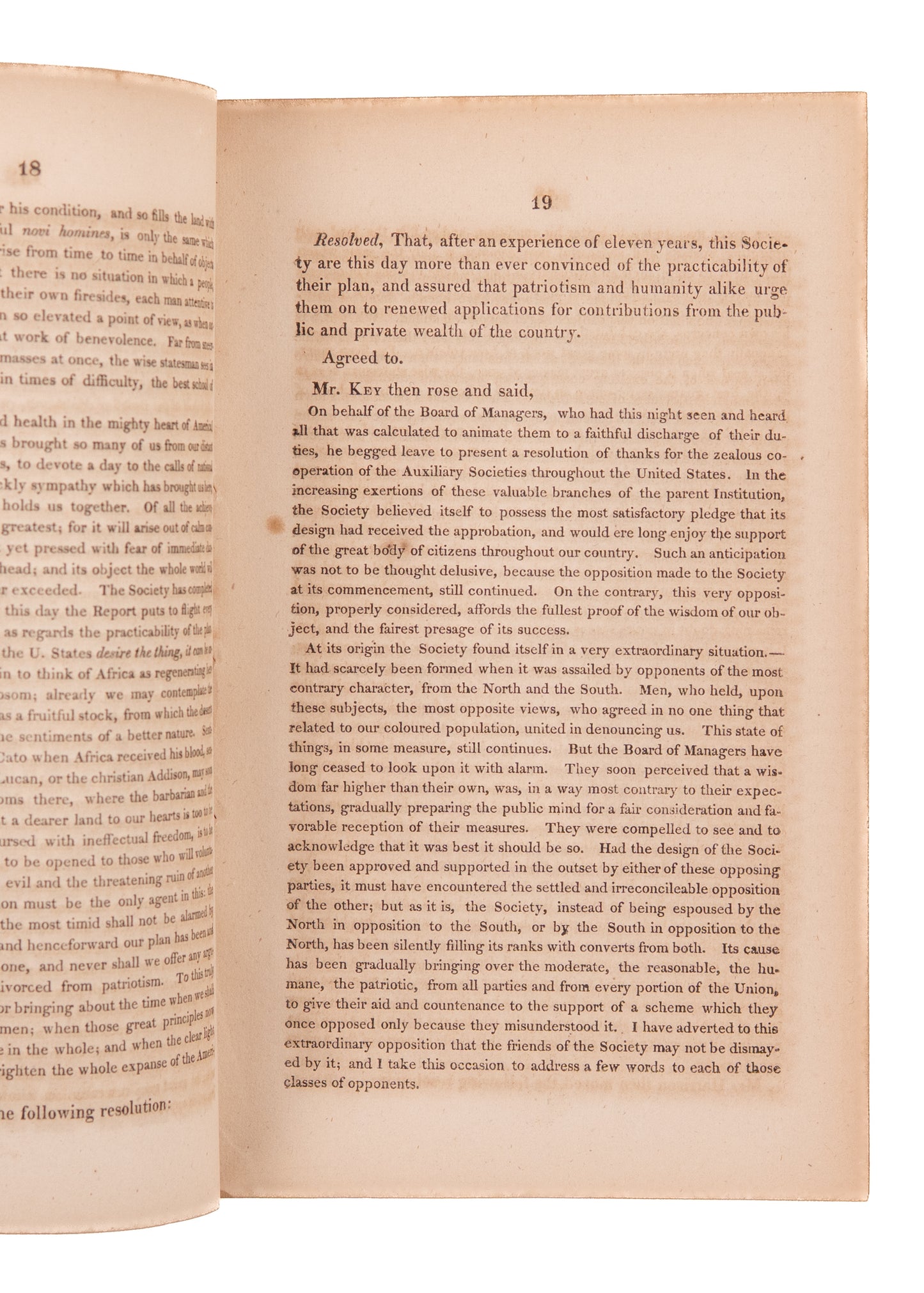 1828 LIBERIA & SLAVERY. Eleventh Annual Report of the Slavery Colonization. Francis Scott Key Address.