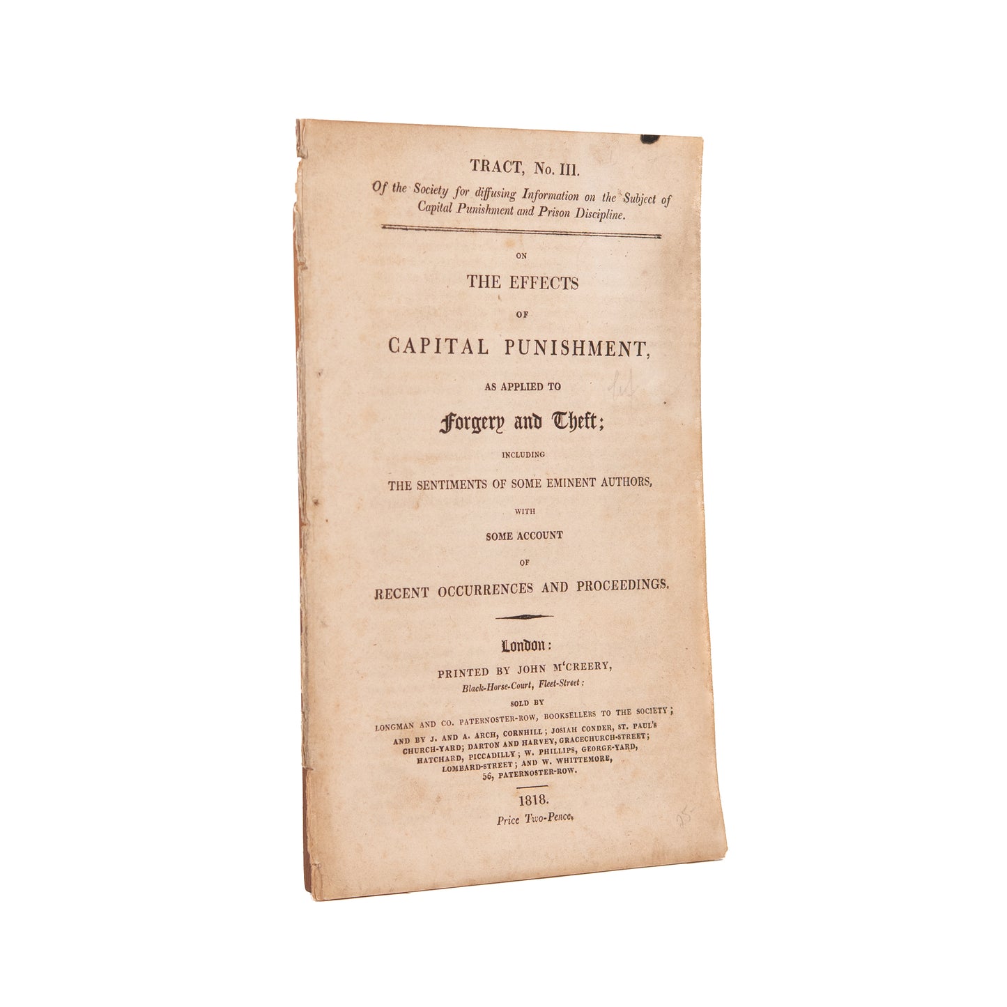 1818 CAPITAL PUNISHMENT. Public Executions no Deterrent to Forgery and Theft. Account of Hangings.