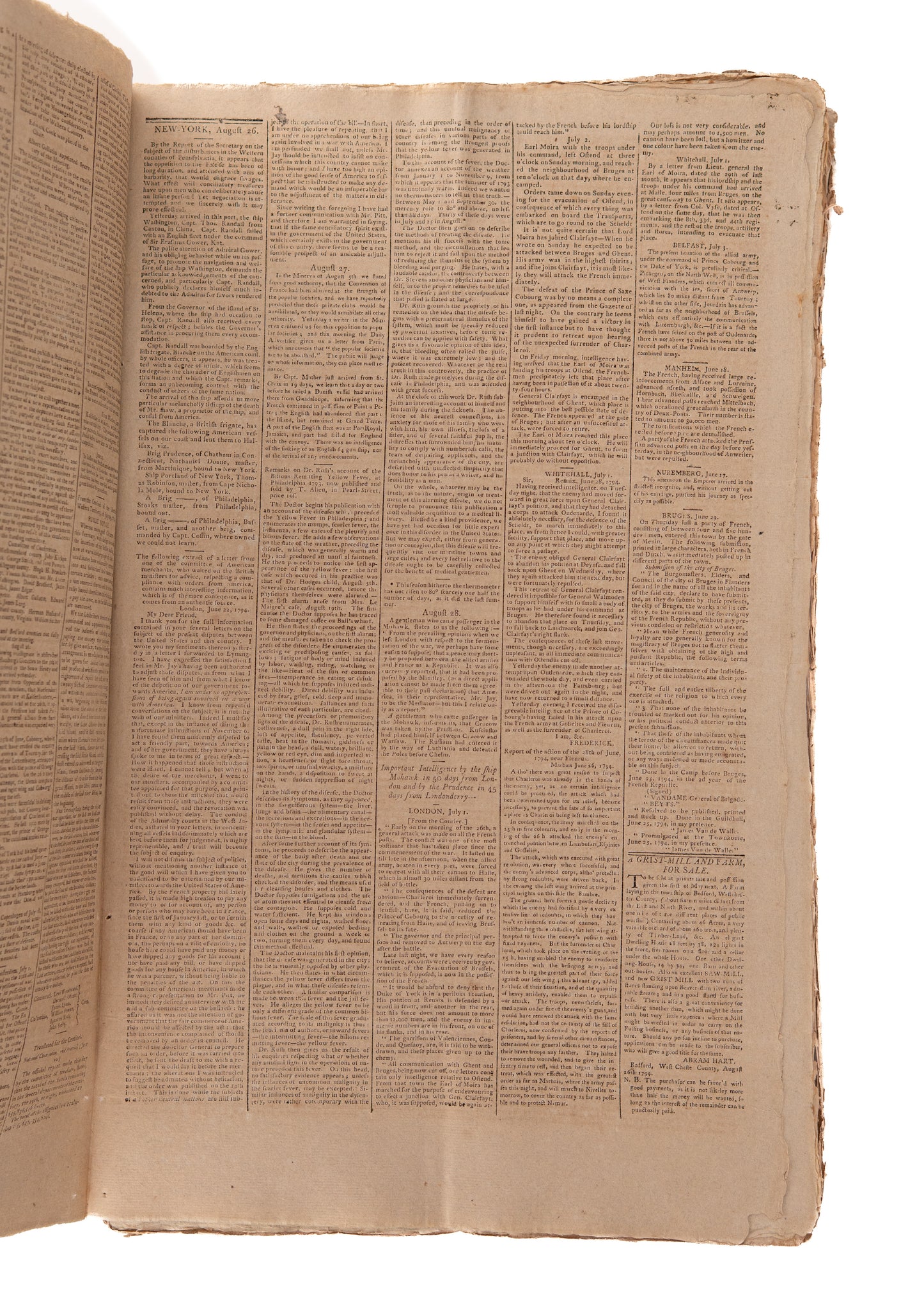 1794 GEORGE WASHINGTON &c. 125 Issues of The Herald. Whiskey Rebellion, Indian Wars, Slavery, &c.