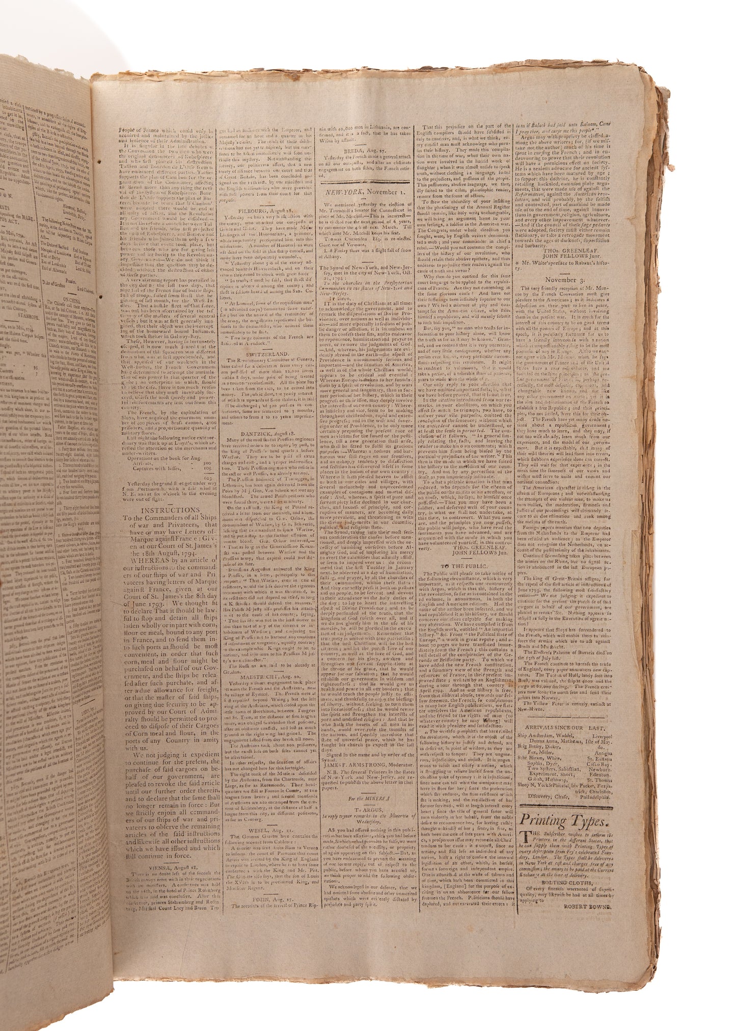 1794 GEORGE WASHINGTON &c. 125 Issues of The Herald. Whiskey Rebellion, Indian Wars, Slavery, &c.