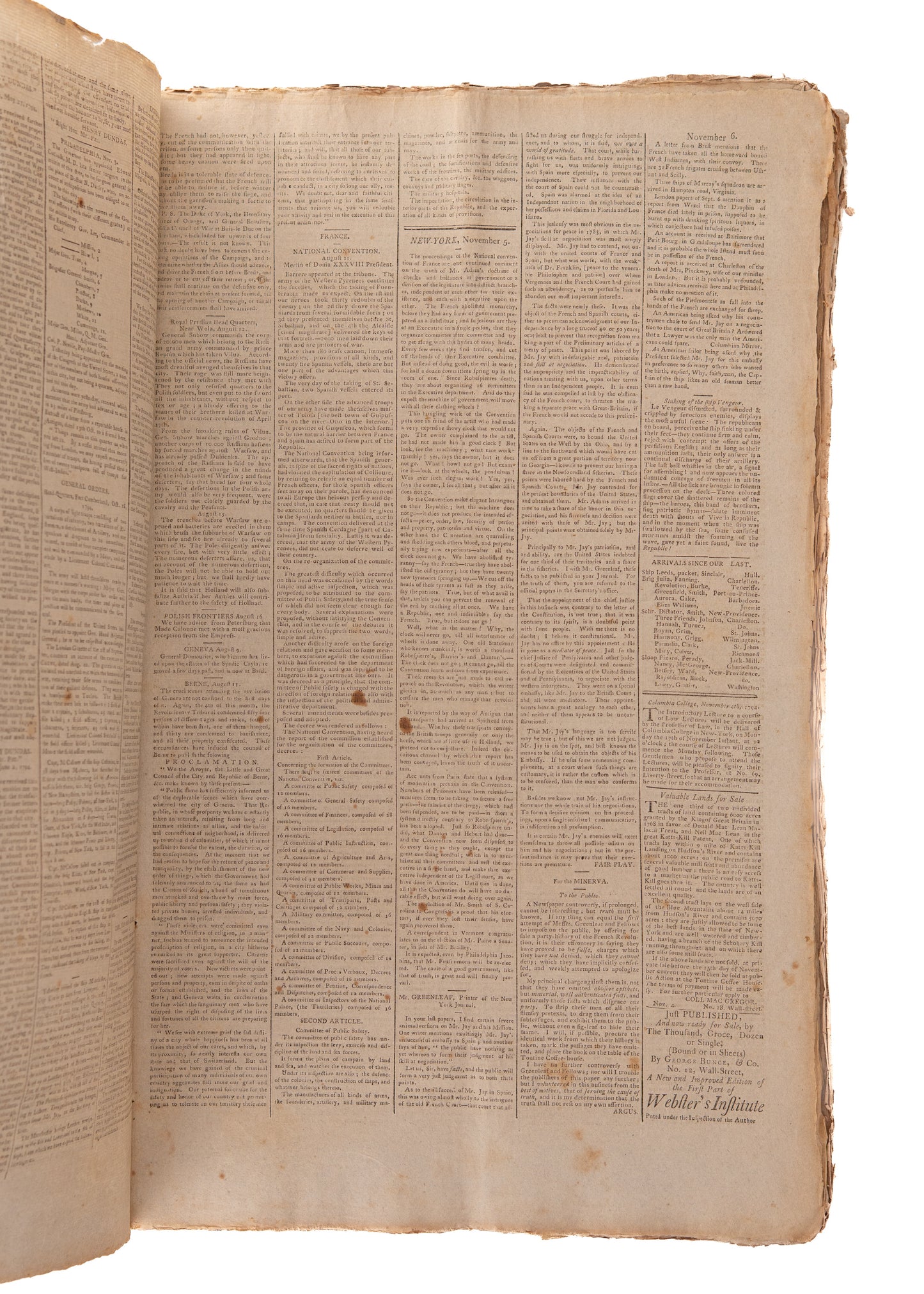 1794 GEORGE WASHINGTON &c. 125 Issues of The Herald. Whiskey Rebellion, Indian Wars, Slavery, &c.