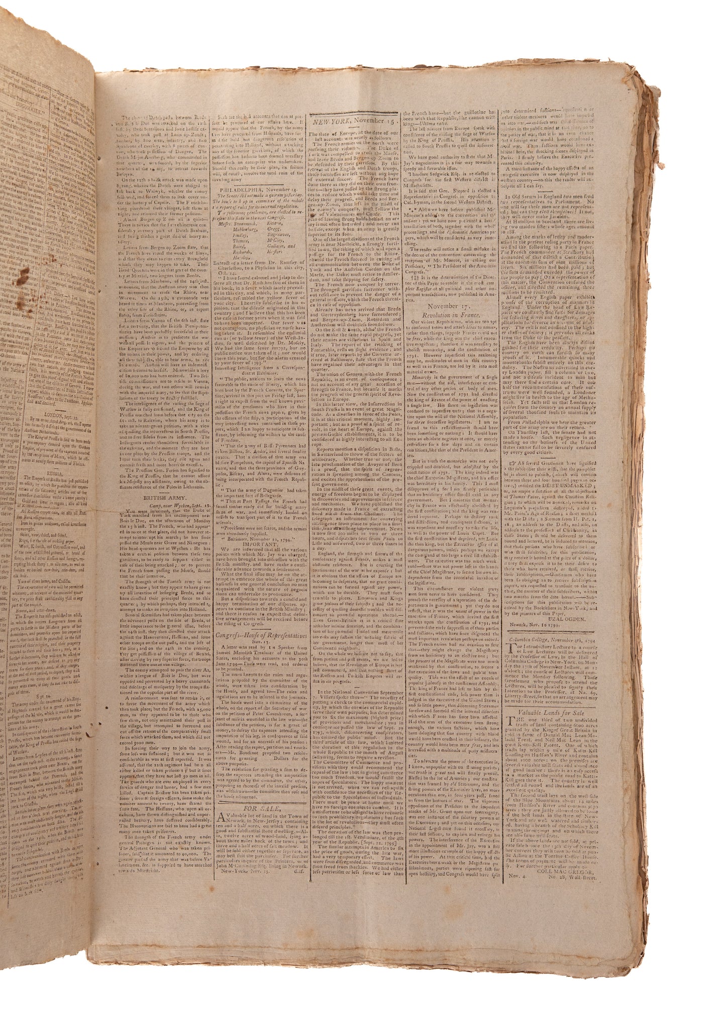 1794 GEORGE WASHINGTON &c. 125 Issues of The Herald. Whiskey Rebellion, Indian Wars, Slavery, &c.