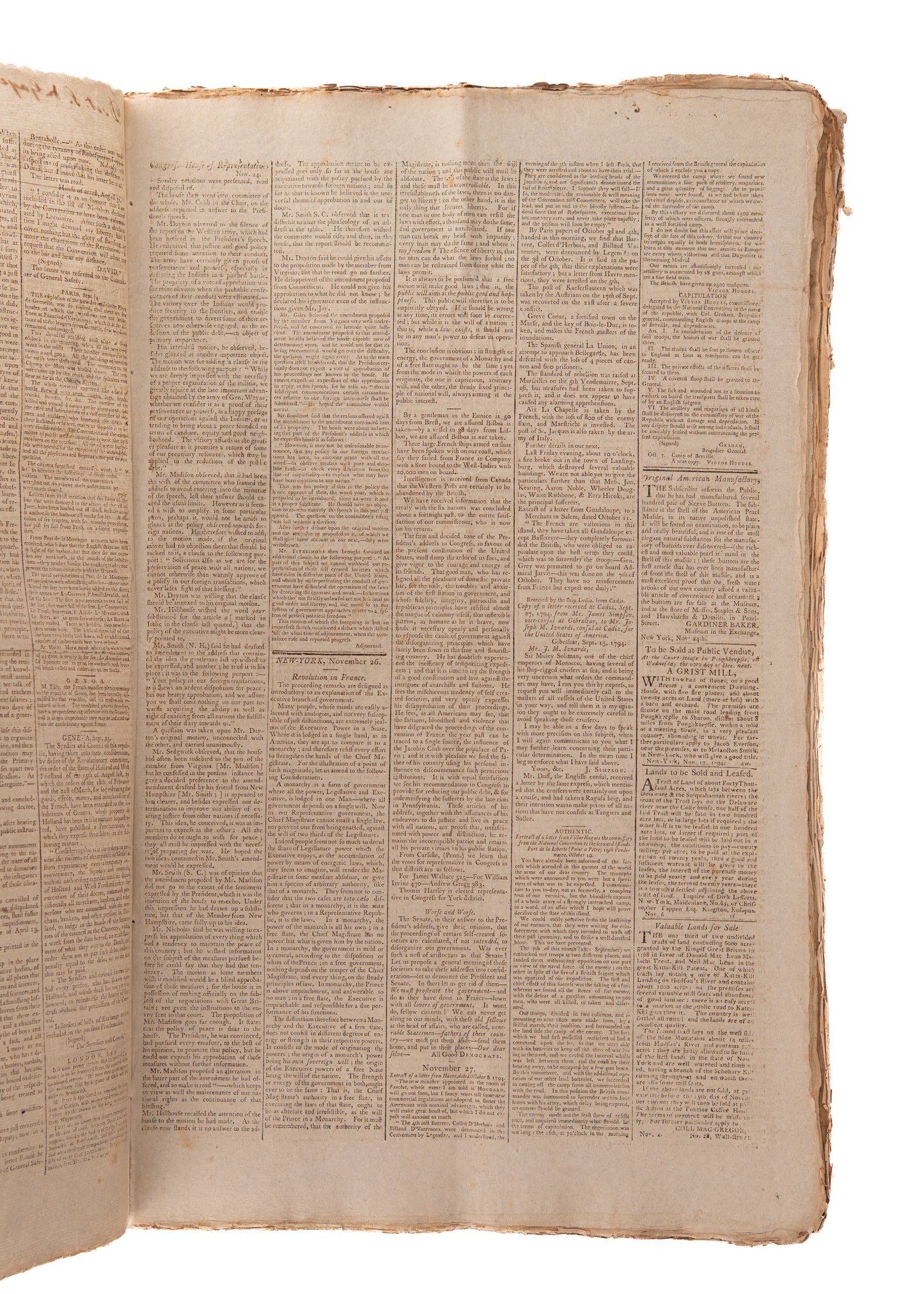 1794 GEORGE WASHINGTON &c. 125 Issues of The Herald. Whiskey Rebellion, Indian Wars, Slavery, &c.