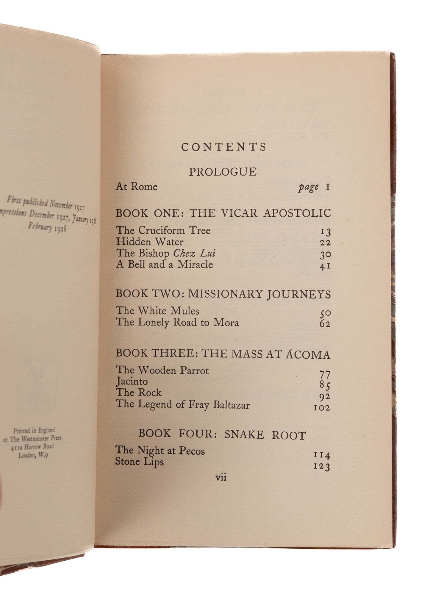 1928 WILLA CATHER. Death Comes for the Archbishop. Superb American Southwest Novel.