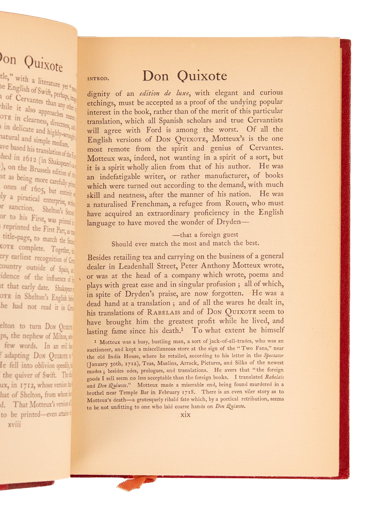 1895 DON QUIXOTE. Superb Scholarly Translation of "The First Modern Novel" in Fine Crimson Leather Bindings.
