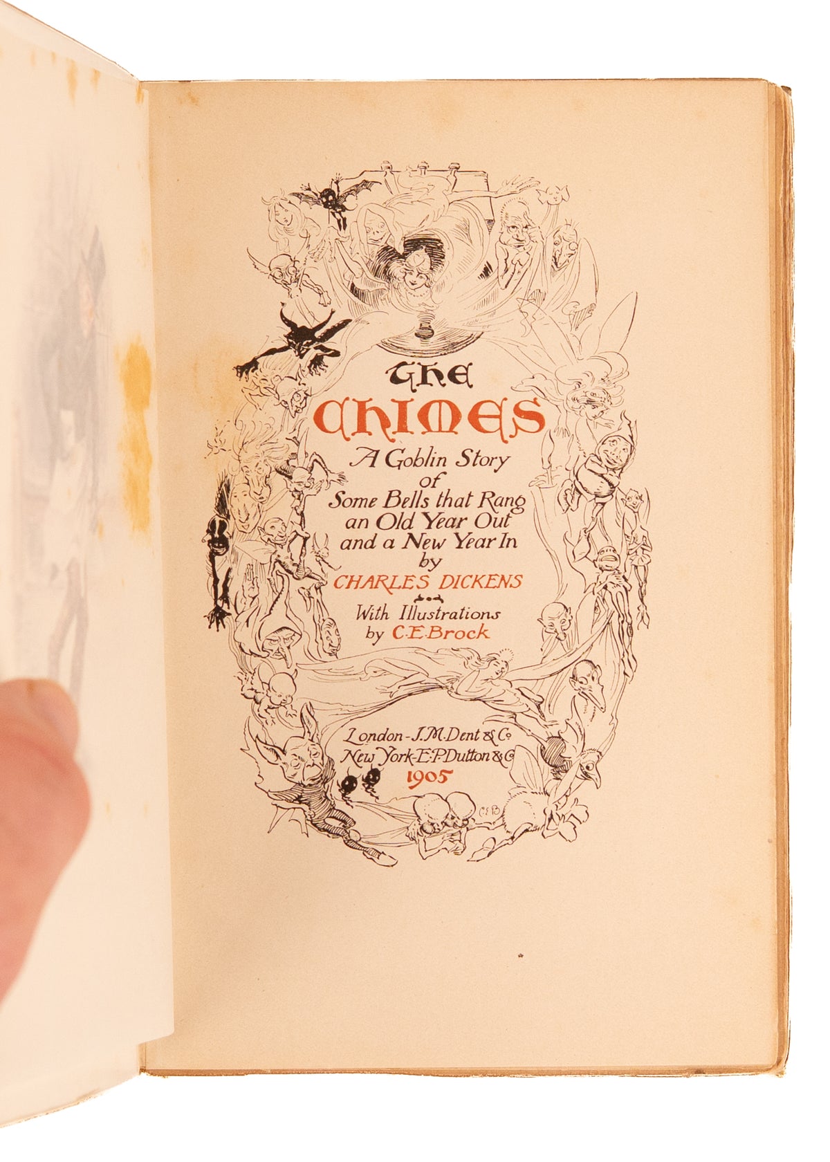 1905 CHARLES DICKENS. The Chimes. A Goblin Christmas Story. Sequel to A Christmas Carol in Fine Vellum Binding.