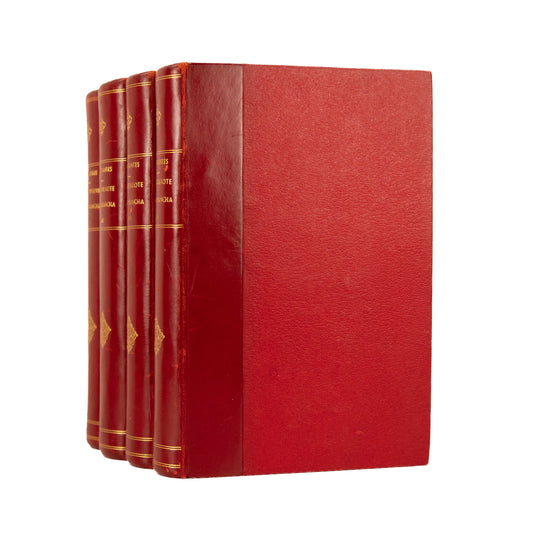 1895 DON QUIXOTE. Superb Scholarly Translation of "The First Modern Novel" in Fine Crimson Leather Bindings.