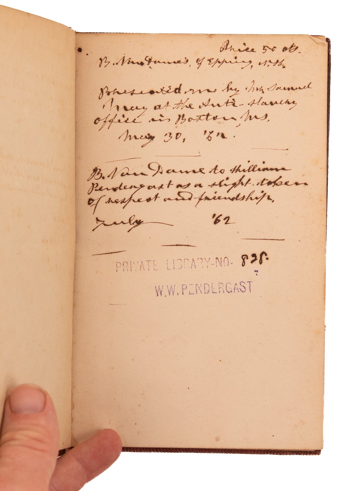 1862 CIVIL WAR A RESURRECTION. Radical Abolitionist Work Gifted by Samuel May of the Massachusetts Anti-Slavery Society