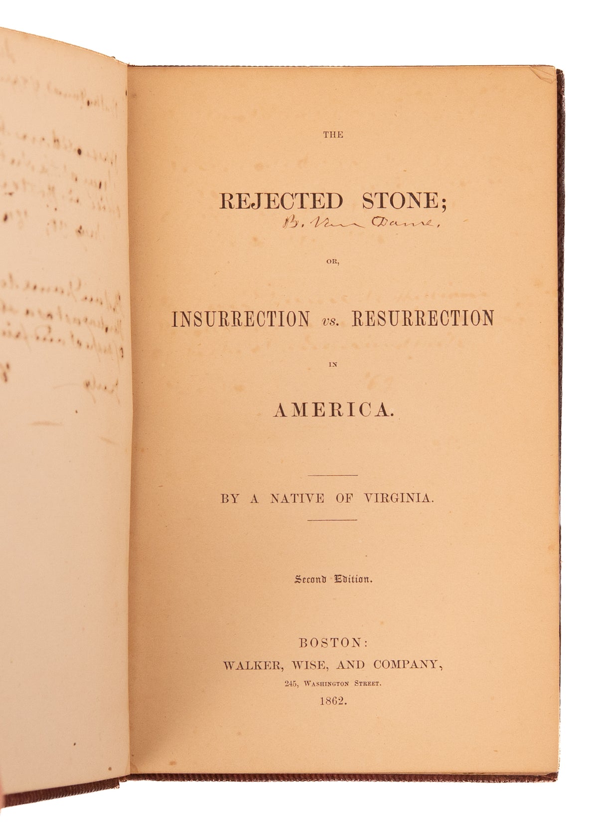 1862 CIVIL WAR A RESURRECTION. Radical Abolitionist Work Gifted by Samuel May of the Massachusetts Anti-Slavery Society