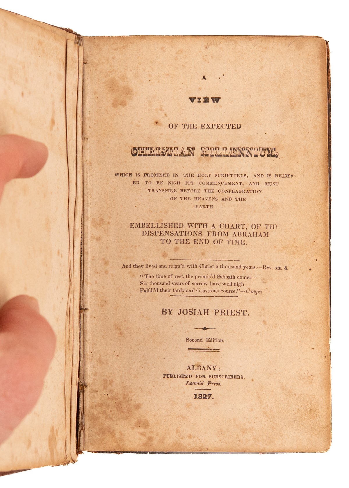1827 JOSIAH PRIEST. The Great Awakening Work on Prophecy that Paved Way for Adventist & Mormon Eschatology.