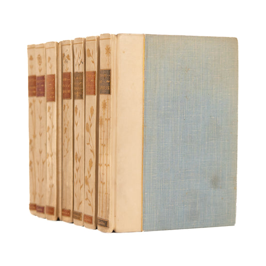 c.1900 CANTERBURY POETS. Emerson, Wordsworth, Coleridge, & Scott in Superb Arts & Crafts Vellum Bindings.