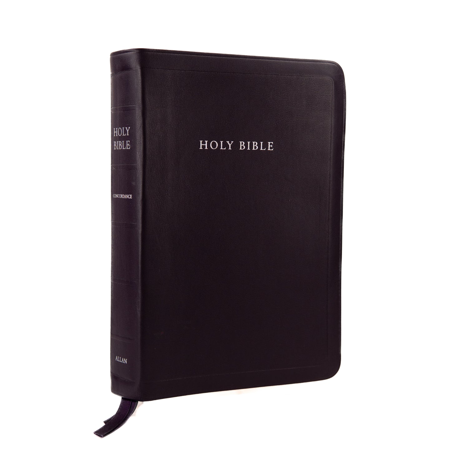 ALLAN & SON BIBLE. Superb Meriva Calfskin King James Bible in Deep Purple w/ Silver Detail.