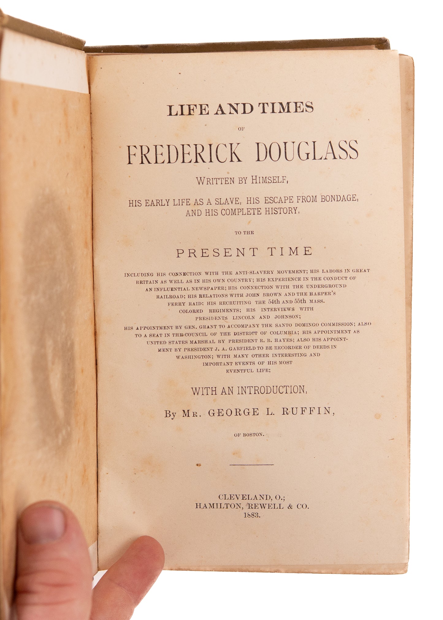 1883 FREDERICK DOUGLASS. Final Edition of His Most Substantial Autobiography. Anti-Slavery & Abolition.