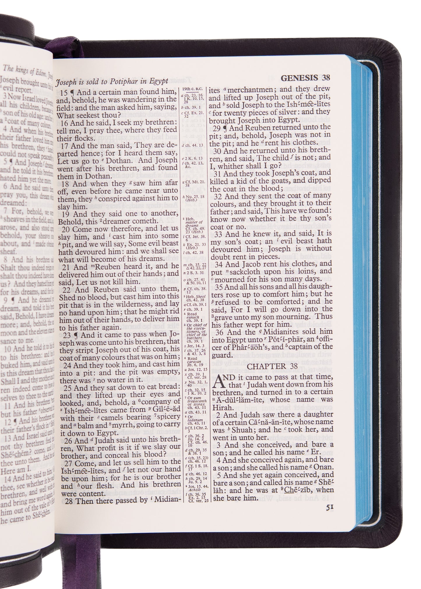 ALLAN & SON BIBLE. Superb Meriva Calfskin King James Bible in Deep Purple w/ Silver Detail.