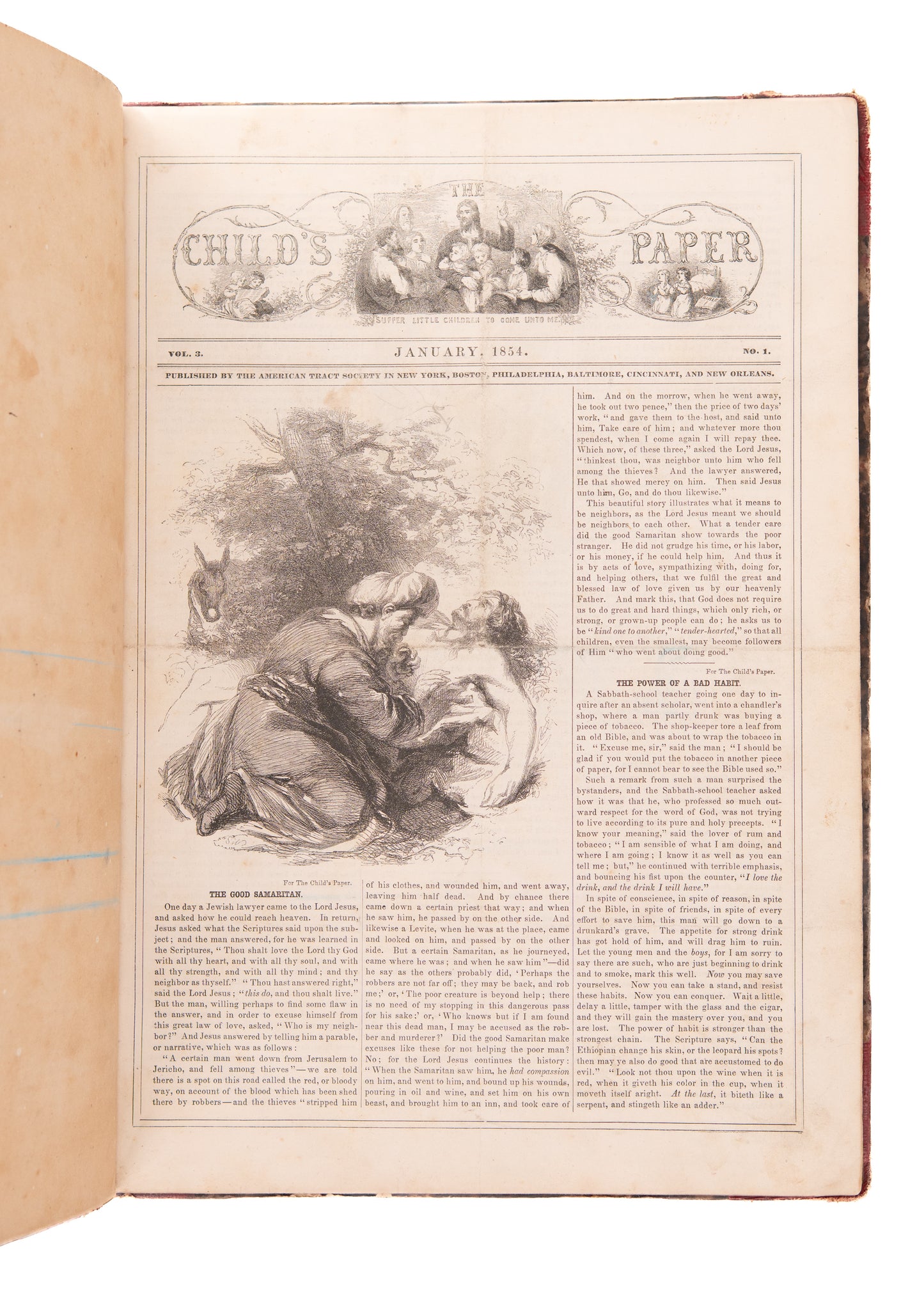 1854-1856 THE CHILD'S PAPER. 36 Issue Run of Important Tract Society Publication for Juveniles. Superb Content.