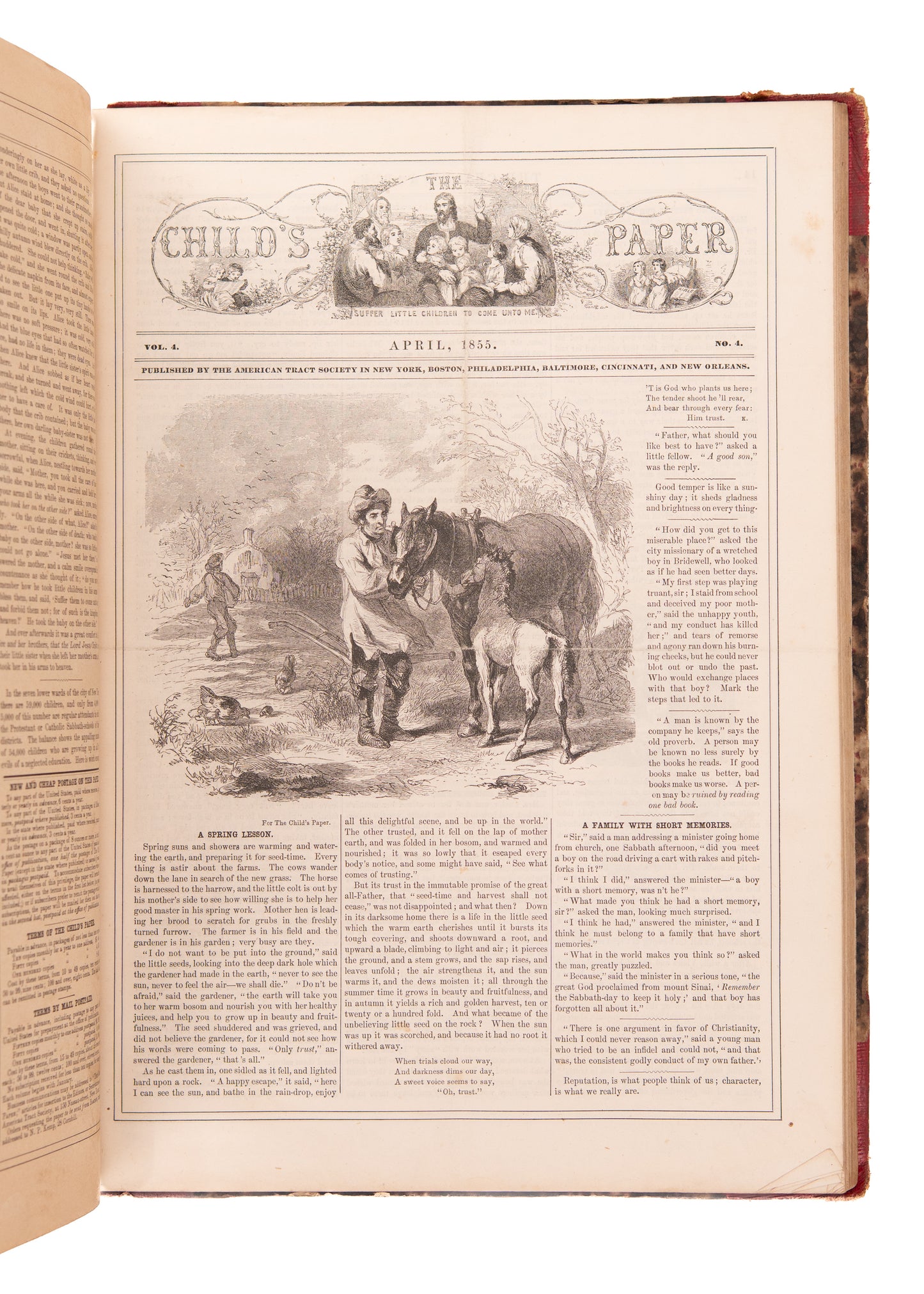 1854-1856 THE CHILD'S PAPER. 36 Issue Run of Important Tract Society Publication for Juveniles. Superb Content.