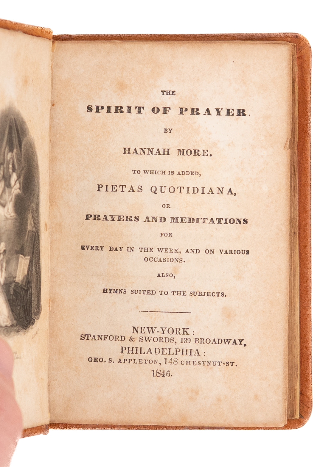 1846 HANNAH MORE. The Spirit of Prayer. Charming American Shaved Reverse Calf Binding.