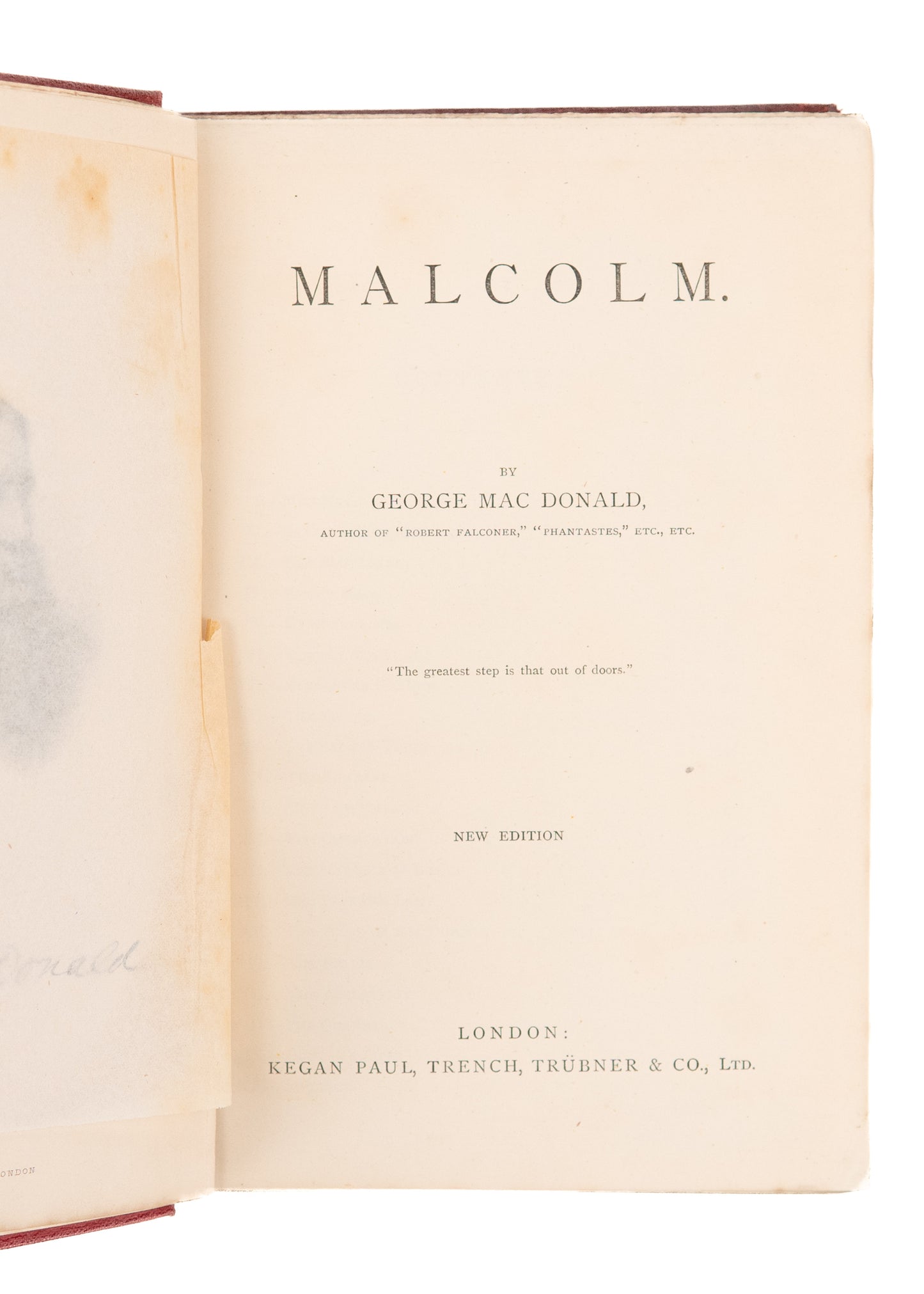 1892 GEORGE MACDONALD. Author's Personal Bookplate! Malcom. A Scottish Tale.